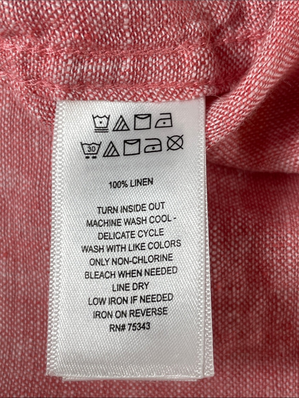 Caribbean Joe Red 100% Linen Long Sleeve Button Up Men’s Shirt Large - Picture 5 of 11
